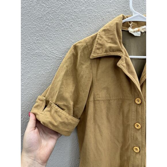 David Warren Womens Dress Size 12 Brown Suede Half Button Up Collared Vintage - Picture 2 of 15